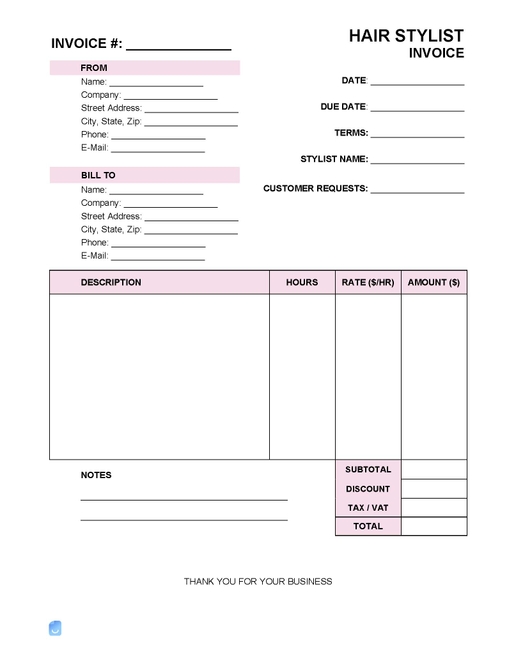 Hair Stylist Invoice Template Invoice Maker